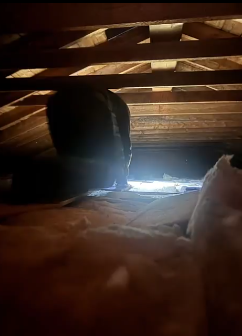 Pulling wire up into the attic